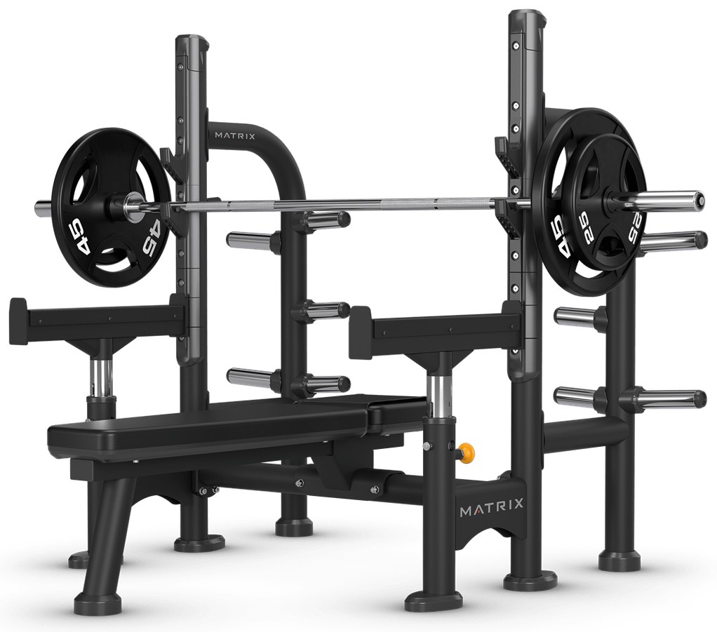 Olympic flat bench with safety arms